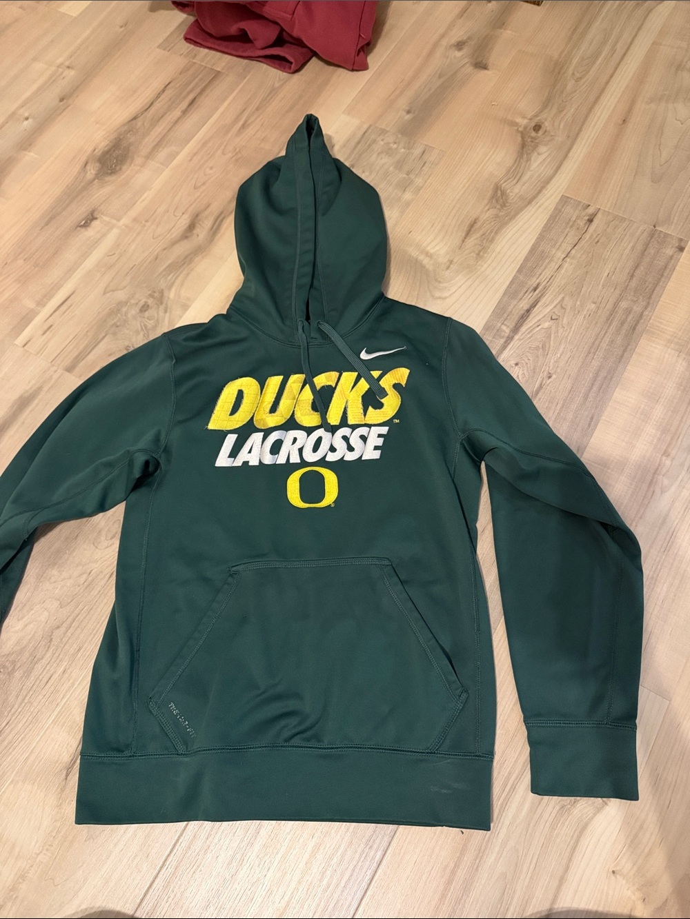size xs nike therma-fit green and yellow ducks lacrosse hoodie